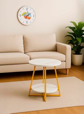 Imagen 2 del producto Mesa de Centro Lateral Dos Niveles Redonda Blanca