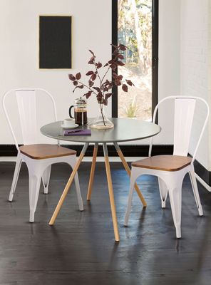 Imagen 2 del producto Pack 4 Sillas Tolix Asiento de Madera Blanco