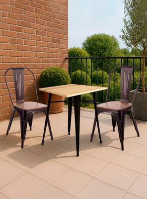 Imagen 2 del producto Mesa Metal Tolix cubierta Madera 70x70 cm