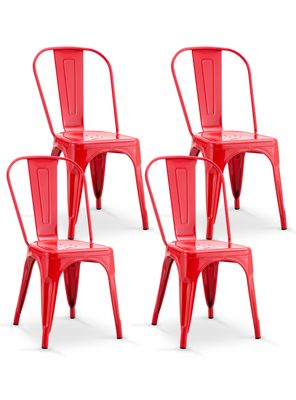 Pack De 4 Silla Metal Tolix Rojo