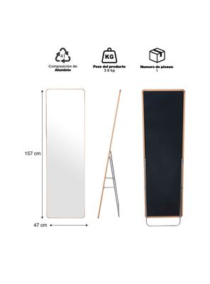 Imagen 2 del producto Espejo de Pie Rectangular Dorado 157x47cm