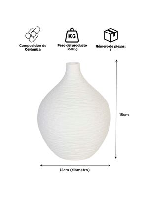 Imagen 2 del producto Jarrón Adorno Decorativo Blanco 15 cm