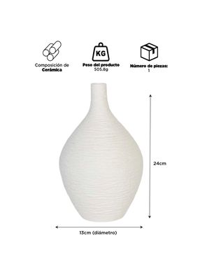 Imagen 2 del producto Jarrón Adorno Decorativo Blanco 24 cm