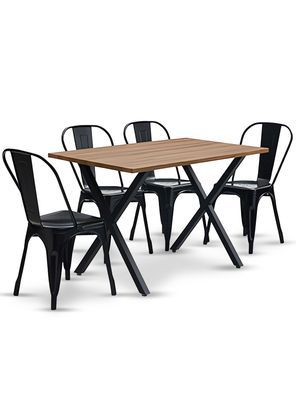 Comedor New Jersey 75x70x120 4 Sillas Tolix Industrial