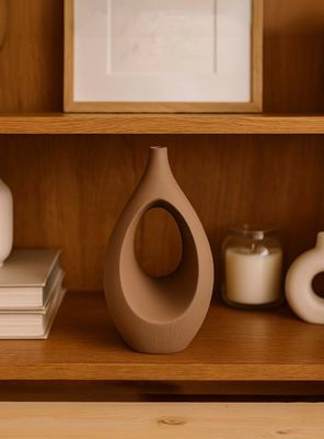 Imagen 2 del producto Florero Diseño Cerámica Café 26cm