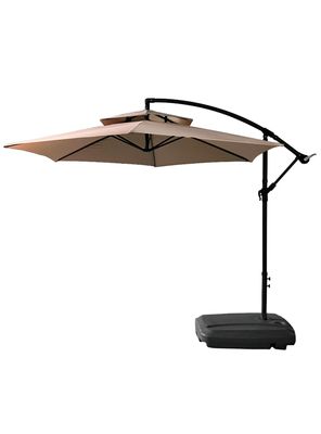 Quitasol lateral Bávaro beige + base de agua cuadrada 60 Kg