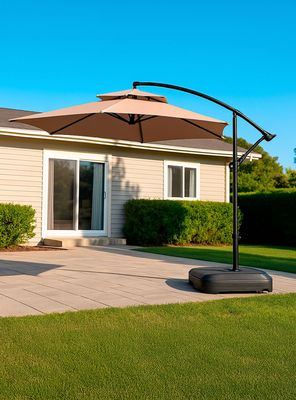 Imagen 2 del producto Quitasol lateral Bávaro beige + base de agua cuadrada 60 Kg