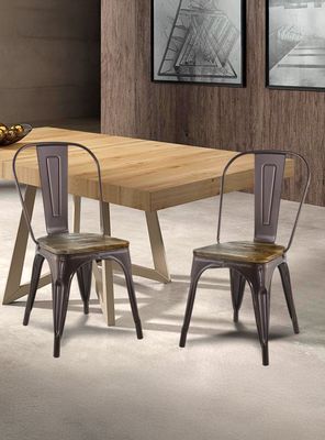 Imagen 2 del producto Pack 4 Sillas Tolix Vintage Asiento Madera Café