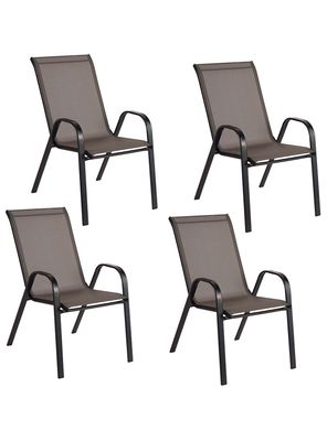 Pack 4 Sillas de Terraza Textileno y Acero Café