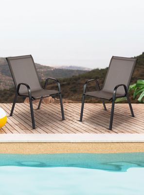 Imagen 2 del producto Pack 4 Sillas de Terraza Textileno y Acero Café