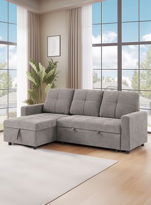 Imagen 2 del producto Sofá Cama 3 Cuerpos Gris 216x106x91cm Almacenaje