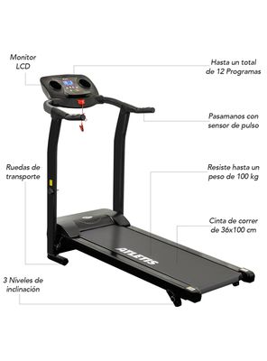 Imagen 2 del producto Trotadora Atletis Plegable M200 Inclinación 3 Niveles Negro