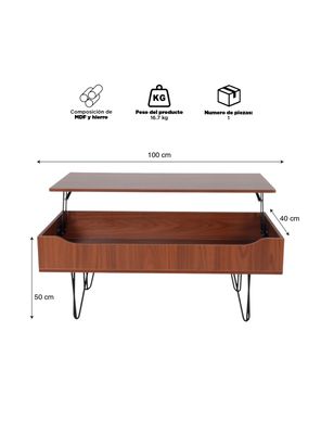 Imagen 2 del producto Mesa de Centro con Alamcenamiento Rectangular Café