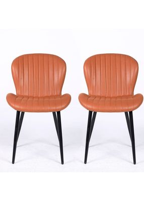 Pack 2 Sillas de Comedor PU Café Patas Metálicas
