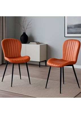 Imagen 2 del producto Pack 2 Sillas de Comedor PU Café Patas Metálicas