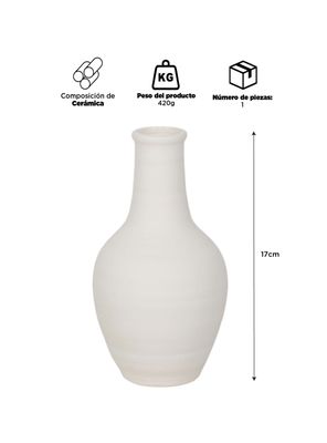 Imagen 2 del producto Florero Cerámica Blanco 17cm