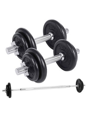 Set Barra Mancuernas Metal 50 kg Negro