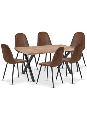 Comedor Easton Mesa 75x90x160cm + 6 Sillas Velvet Café