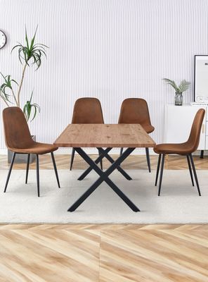 Imagen 2 del producto Comedor Easton Mesa 75x90x160cm + 6 Sillas Velvet Café