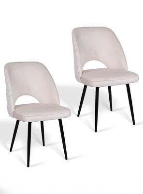 Pack 2 Sillas de Comedor Terciopelo Oval Beige