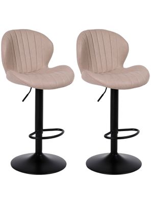 Pack 2 Pisos de Bar Lounge con Respaldo y Reposapiés Beige