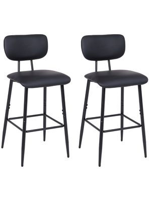 Pack 2 Pisos de Bar de Cocina Mid-Century con Respaldo Negro