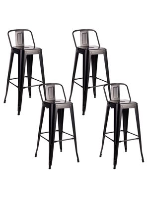 Pack 4 Piso Bar Taburete Tolix Respaldo Negro