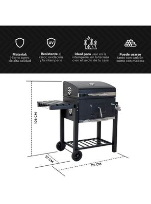 Imagen 2 del producto Parrilla a Carbón 108x115x57 cm Pro Bandeja Lateral