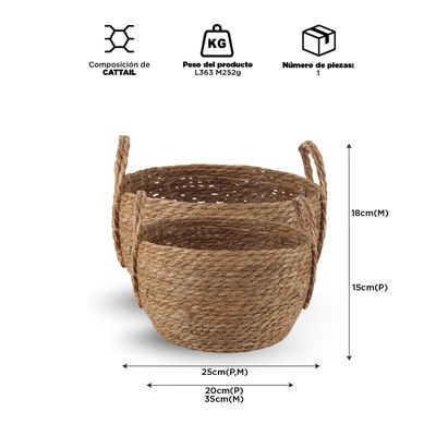 Imagen 2 del producto Set Dos Canastos Organizadores con Asas Natural