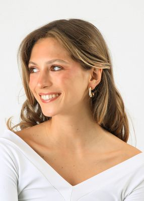 Imagen 2 del producto Aros Argollas Coral Dorado Humana