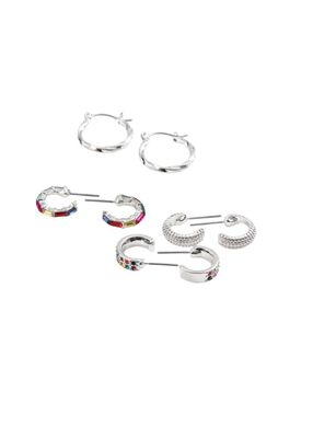 Set de 4 argollas Celestia Plateado ID