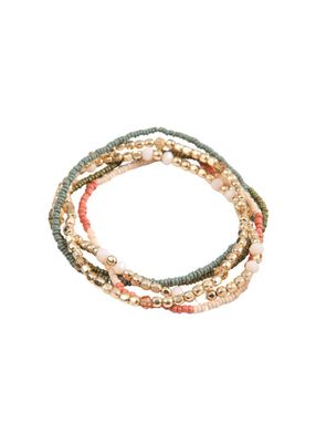 Set De 5 Pulseras Mostacilla Multicolor Verde Humana