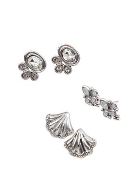 Set De 3 Aros Shell Plateado Humana