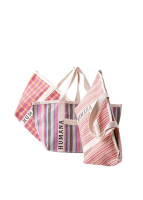 Imagen 2 del producto Cartera Tote Dena Tejido Cuadros Fucsia Humana