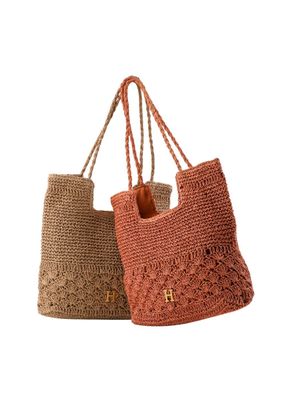 Imagen 2 del producto Cartera Tote Mia Tipo rafia tejida café Playa Humana