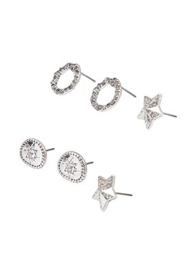 Set De 3 Aros Stars Plateado Humana