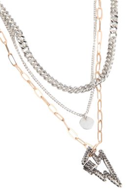 Collar Corto Triple Lightning Plateado Humana