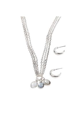 Imagen 1 del producto Set Collar y Aros Trio Plateado Humana