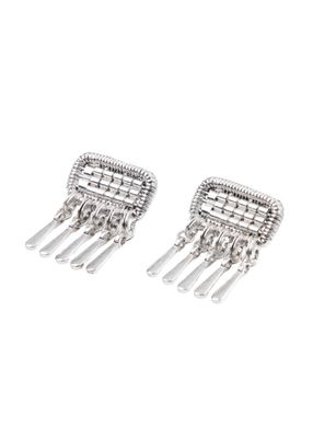 Aros Mediano Flecos Plateado Humana