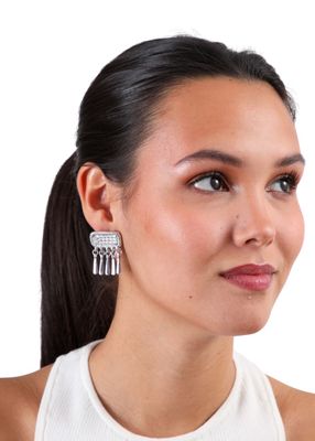 Imagen 2 del producto Aros Mediano Flecos Plateado Humana