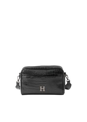 Cartera Bandolera Betsy Ecocuero Croco Negro Humana