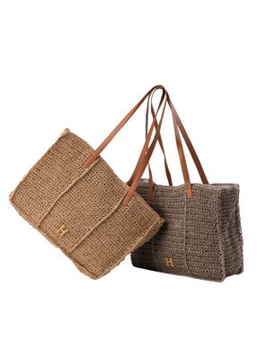 Imagen 2 del producto Cartera Tote Mona Tipo rafia tejida Taupé Playa Humana