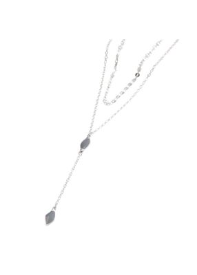 Collar Doble Rombo Plateado Humana