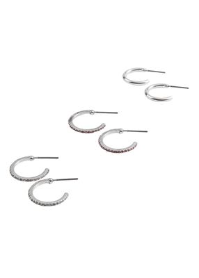 Set de 3 argollas Olga Plateado ID