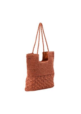 Imagen 2 del producto Cartera Tote Mia Tipo rafia tejida naranjo Playa Humana