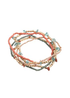 Set De 5 Pulseras Mostacilla Multicolor Turquesa Humana