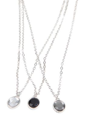 Collar Triple Cadenas Charms Plateado Humana