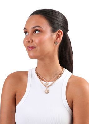 Imagen 2 del producto Set Collar y Aros Doble Coin Dorado Humana