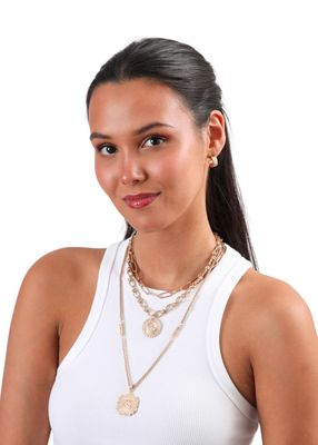 Imagen 2 del producto Collar Corto Triple Temple Dorado Humana