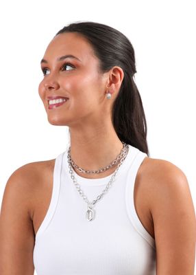 Imagen 2 del producto Set Collar y Aros Doble Rock Plateado Humana